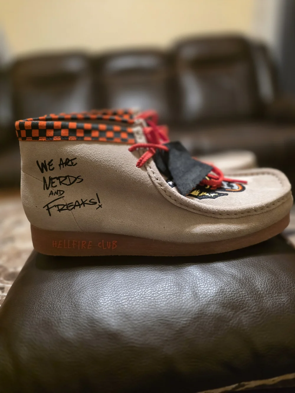The Clarks Wallabee Evo Hellfire Club from the Stranger Things x Clarks
